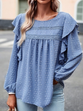 Prairie Patterned Blouse with Ruffles