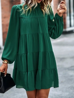 Long Sleeve Chiffon Layered Dress