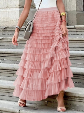 Layered Tulle Long Skirt
