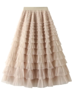 Tiered Long Chiffon Tulle Skirt