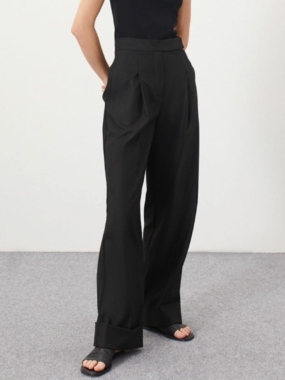 Wrap Elastic Band Solid Trousers