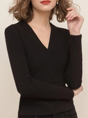V-Neck Long Sleeve Top