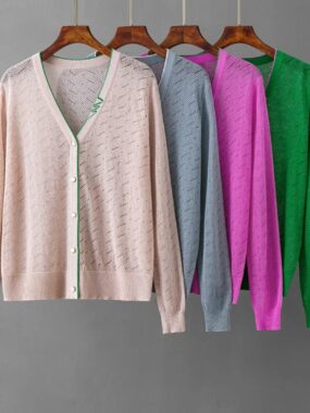 Viscose Knit Buttons-up Seethrough Cardigan