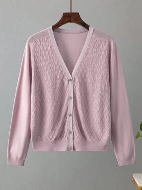 Cardigan with Patterned Fabric
