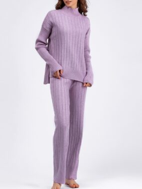 Wide Ribbed Knit Pants Set