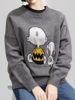 Crew Neck Sweater with Cartoon Print