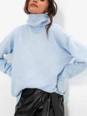 Loose Fit Casual Turtleneck Knit Sweater