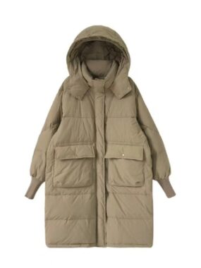 Long Heavyweight Women's Down Hooded Jacket