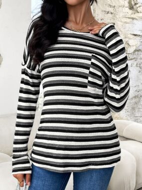 Long Sleeve Striped Viscose Sweater