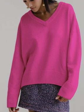 V-neck Loose Fit Lazy Sweater