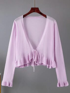 Seethrough Solid Color Cardigan