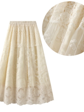 Fully Laced Midi Tiered Skirt