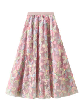 All-over Floral Applique Midi Skirt