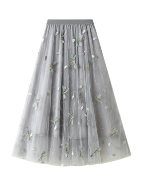 Embroidered Dragon Fly Flouncy Tulle Skirt