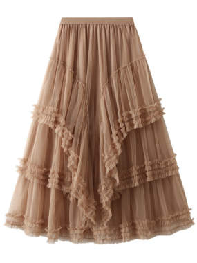 Tulle Skirt with Waterfall Lace Ruffles