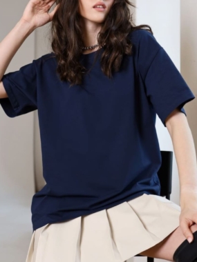 Wide Crewneck Oversize Cotton Tee