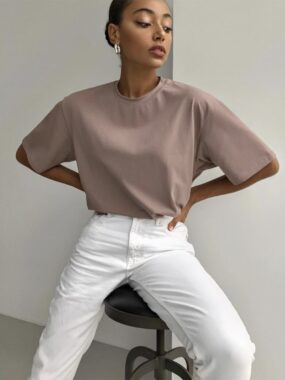 Crew Neck Long Cotton Basic T-shirt