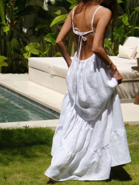 Maxi Bohemian Dress with Back Opening