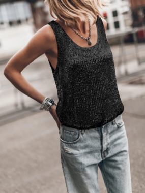 Loose Sequined Tank Top for Women