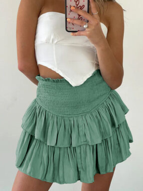 Two Layered Ruffled Mini Skirt