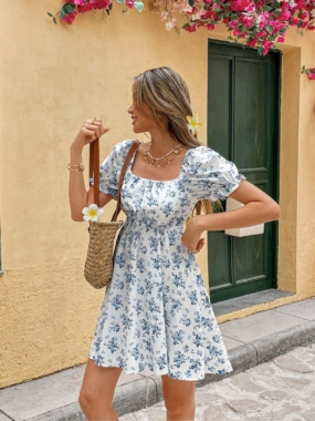 Floral Sundress with Criss Cross Open Back