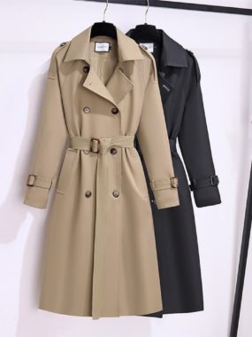 Basic Cross Winter Trenchcoat with Belt