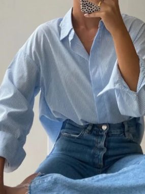 Vertical Striped Pure Cotton Blouse