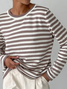 Round Neck Knitted Striped Pullover