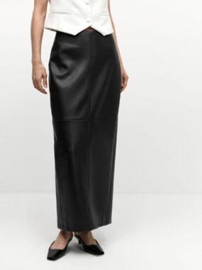 PU Leather Glossy High Waist Pencil Skirt