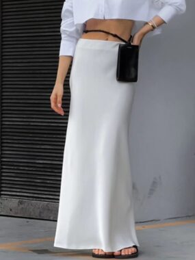Slim Fit Maxi Satin Skirt