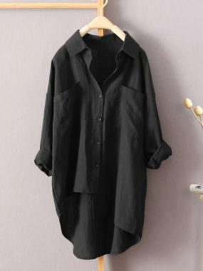 Pure Cotton Irregular Hem Shirt