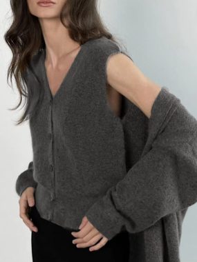 2 Pcs Knitwear; Vest and Long Cardigan