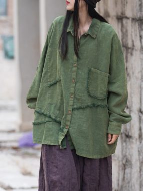 Long Sleeve Irregular Frilled Shirt