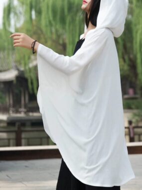 Linen Mix Hooded Thin Soft Cloak