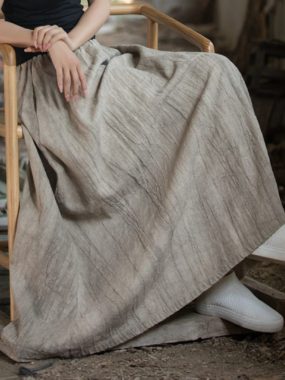 Boho Natural Feel Ramie Cotton Long Skirt