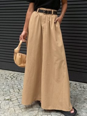 Modern Loose Fit Solid Color Long Skirt