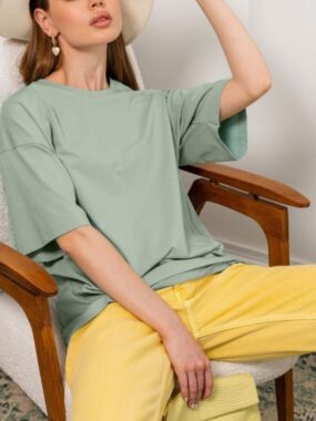 Cotton Basic Color Drop Shoulder Sleeve T-shirt