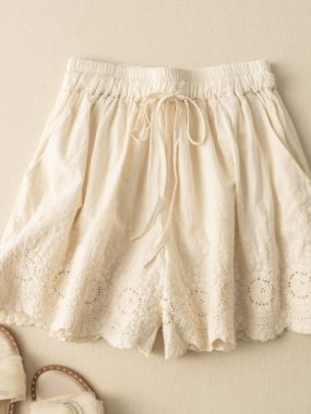 Embroidered Lace Double Layered Shorts
