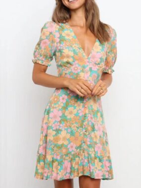 Summer Floral Bright Colorful Sundress