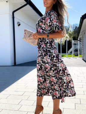Chiffon Summer V-neck Floral Midi Dress