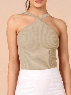 Ribbed Cross Cross Strap Top
