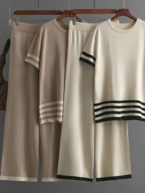 Summer Knitted Set with Maritime Stripes
