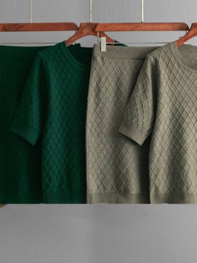 Summer Knitted Set of T-shirt and Mini Skirt