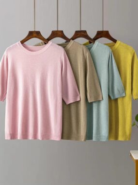 right Shiny Thread Summer Knitted T-shirt