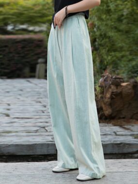 Summer Ramie Cotton Loose Fit Straight Cut Linen Pants