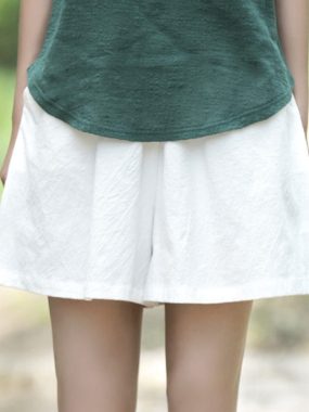 Solid Color Cotton Linen Mix Short Loose Fit Shorts