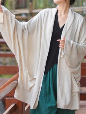 Linen Summer Mid Length Loose Fit Cardigan