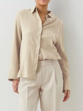 Summer Crepe Cotton Long Sleeve Shirt