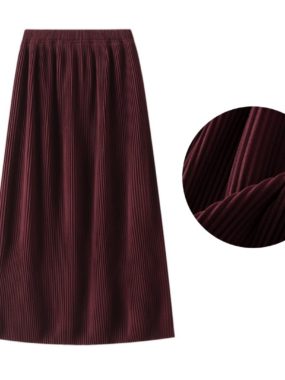 Pleated Midi Skirt with Back Slit