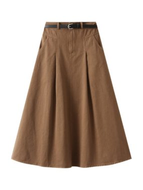 Midi Skirt with Side Pockets & Belts